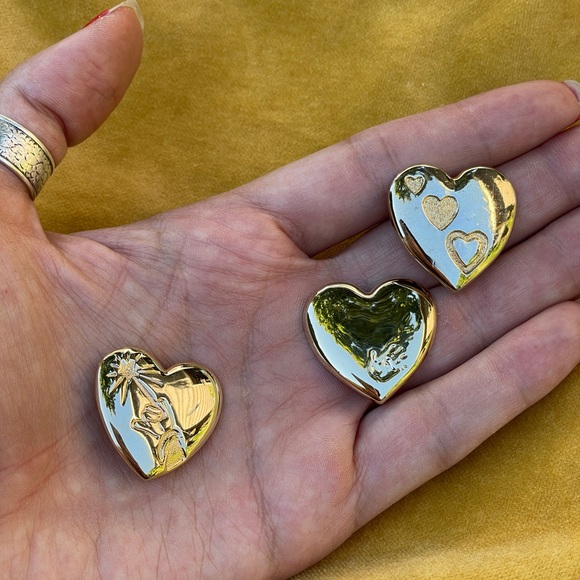 Heart Lapel Pin - Vintage The Variety Club Silver Handprint Brooch 3 pieces - Picture 7 of 7